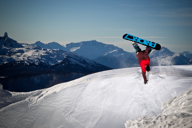 A rare photo of Joel not riding a huge spine line